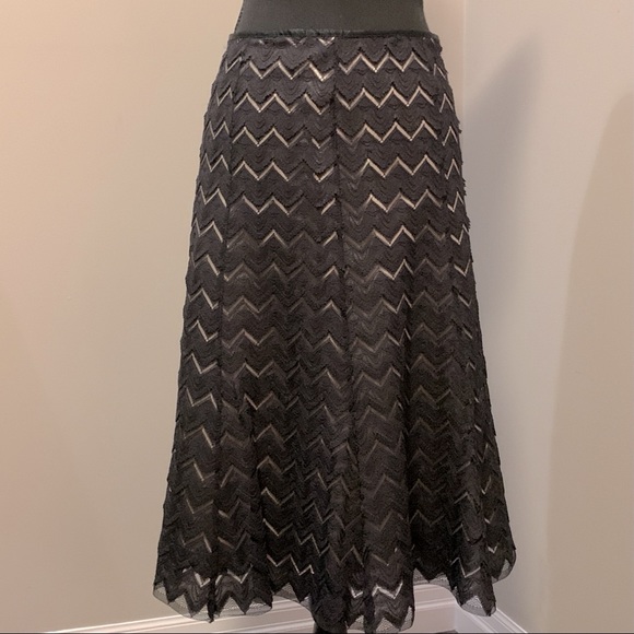 Marks & Spencer Lace Overlay A-Line Flared Skirt - Picture 4 of 8
